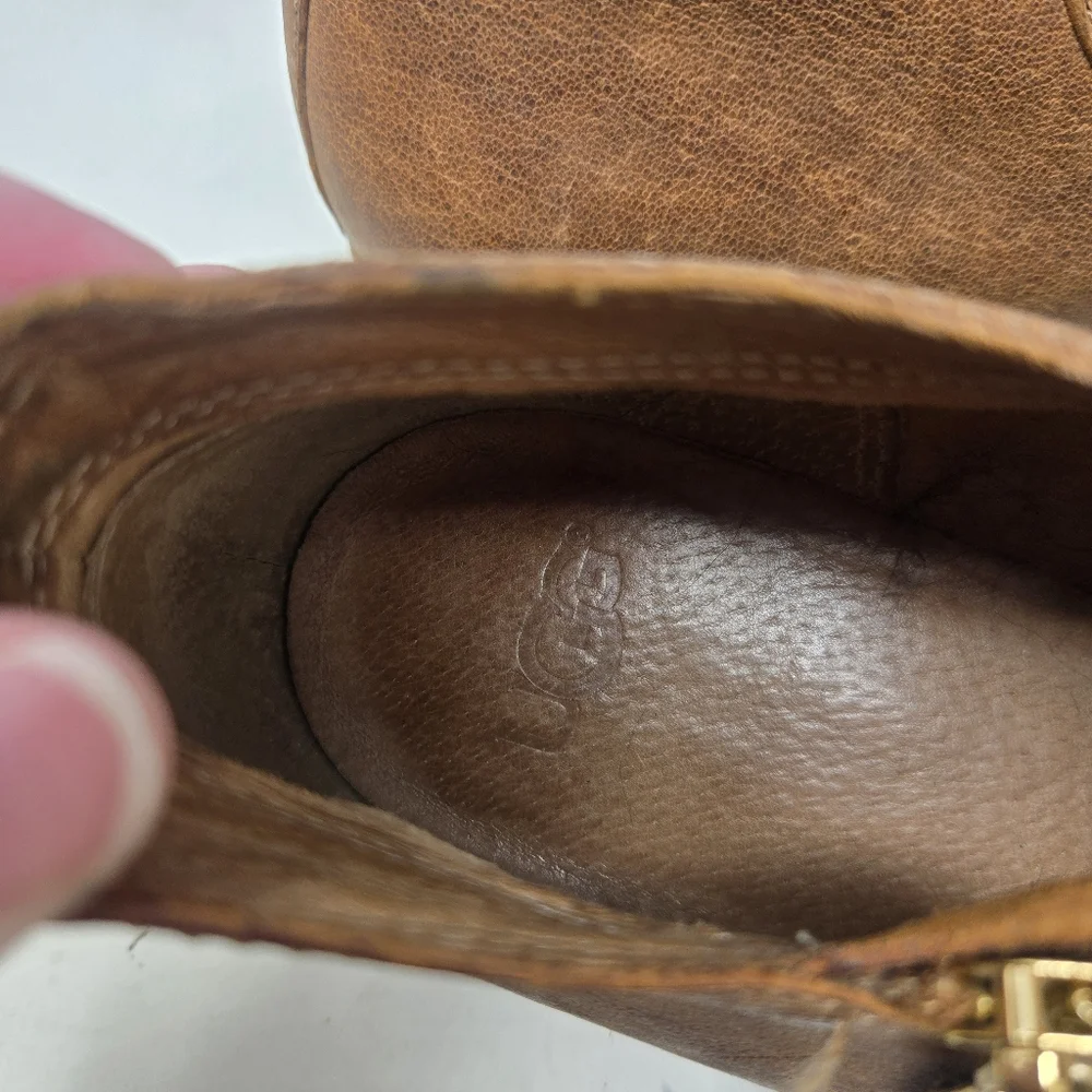 UGG‎ Glee Leather Chestnut Ankle Side Zip Booties Women's Size 9